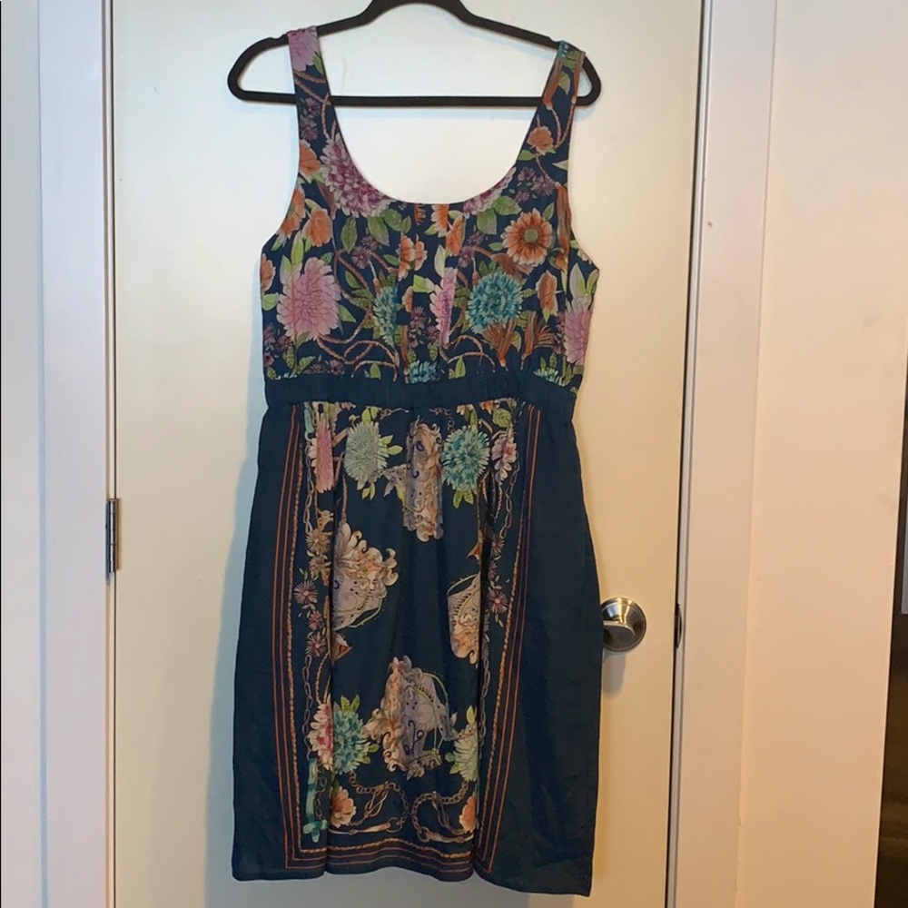 Anthropologie Blue Floral Cocktail Dress